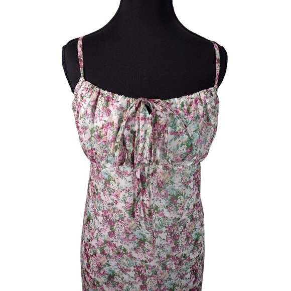 Angie Women's Maxi Floral Feminine Flowy Cottagecore Tiered Summer Dress Sz M - Picture 2 of 6